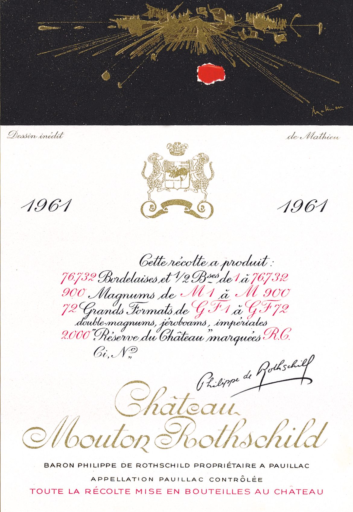 etiquette du millésime 1961